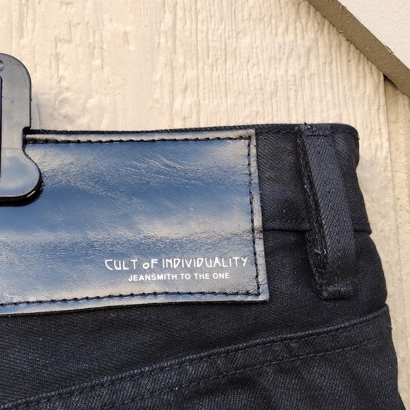 Cult of Individuality Logan Short Jean Shorts Men 38 Black Raw Hem Button Fly - Picture 6 of 11